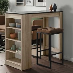 Bartafel Aravis 115x50 Met Opbergruimte - Eik/zwart