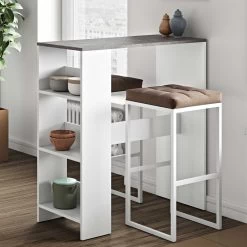 Bartafel Carnilla 94x40 Met Opbergruimte - Wit/beton