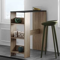 Bartafel Carnilla 94x40 Met Opbergruimte - Eik/zwart