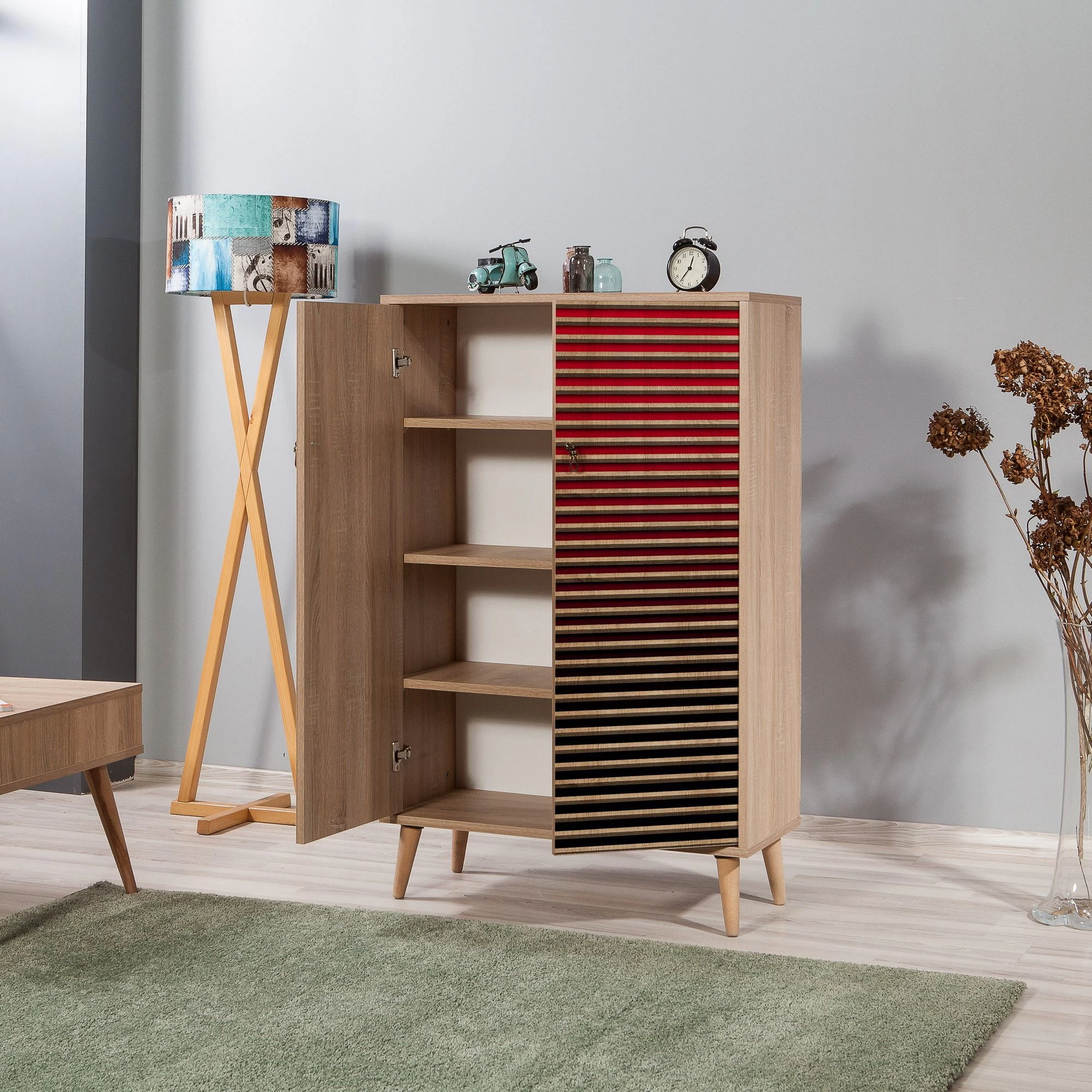 Vella Multifunctionele Kast | 100% Gemelamineerd | Haagbeuken Poten | Metalen En Touw Handgrepen | Sonoma Eik - Afbeelding 8