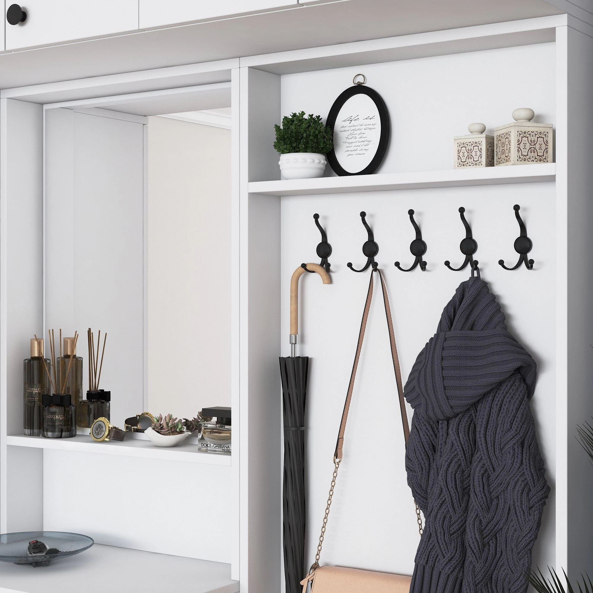 Halstandaard Locelso | 179 X 37 X 226 Cm | 100% Melaminegecoat Spaanplaat | Elegant Wit - Afbeelding 5