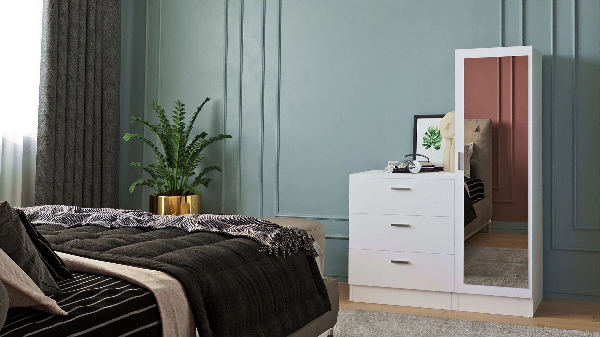 Locelso Multifunctionele Kast | Melamine Coating | 3 Laden | Wit - Afbeelding 5