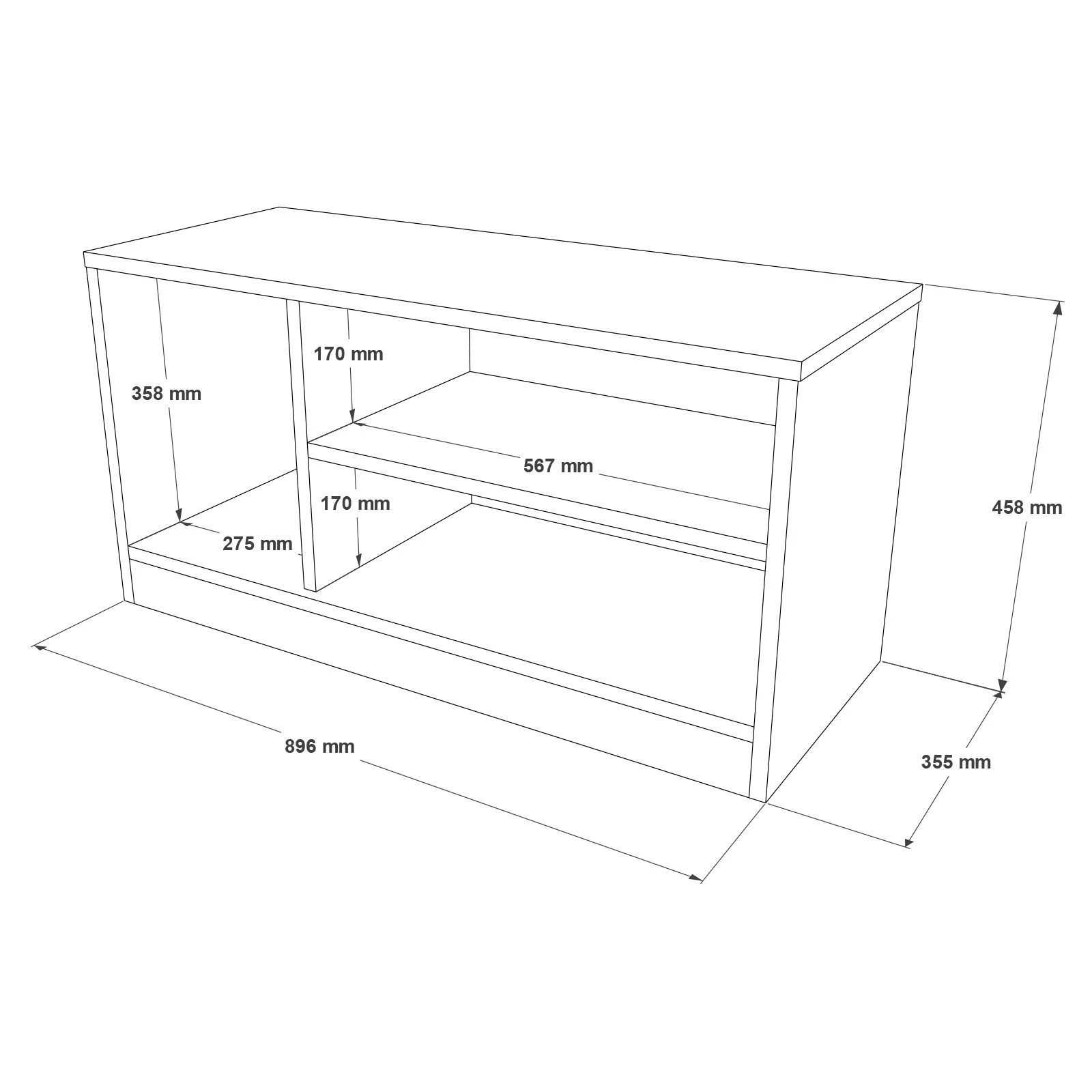 Erika Schoenenkast | 100% Mel. Spaanplaat | 18mm Dik | Eik - Afbeelding 3