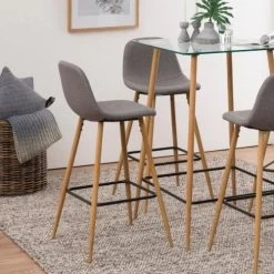 Barstoel Wilhelm - Lichtgrijs/eik