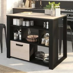 Bartafel Colin 110x67 Met Opbergmogelijkheden - Zwart