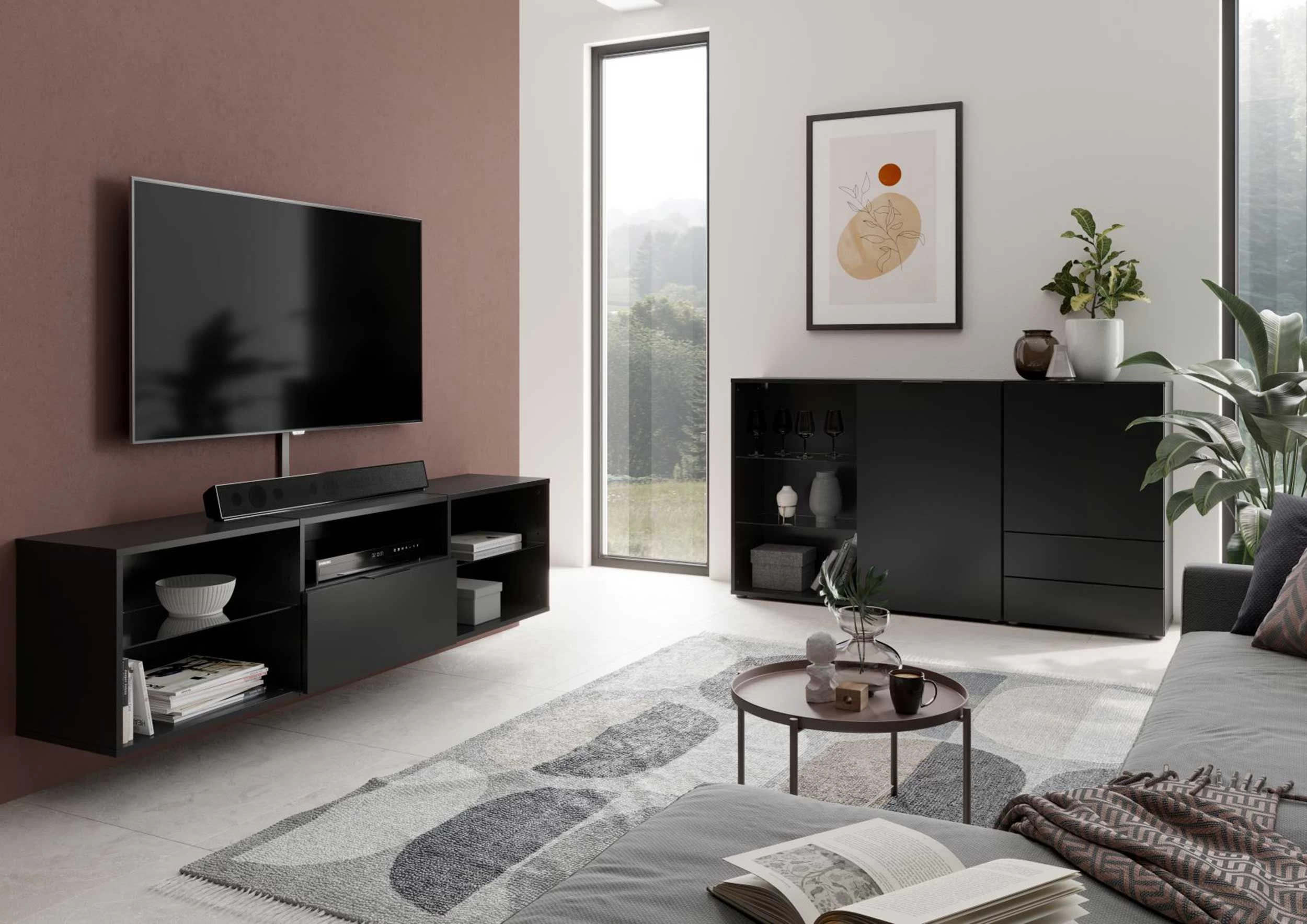 FMD Commode Damien 50cm Met Deur & 2 Lades - Zwart - Afbeelding 6