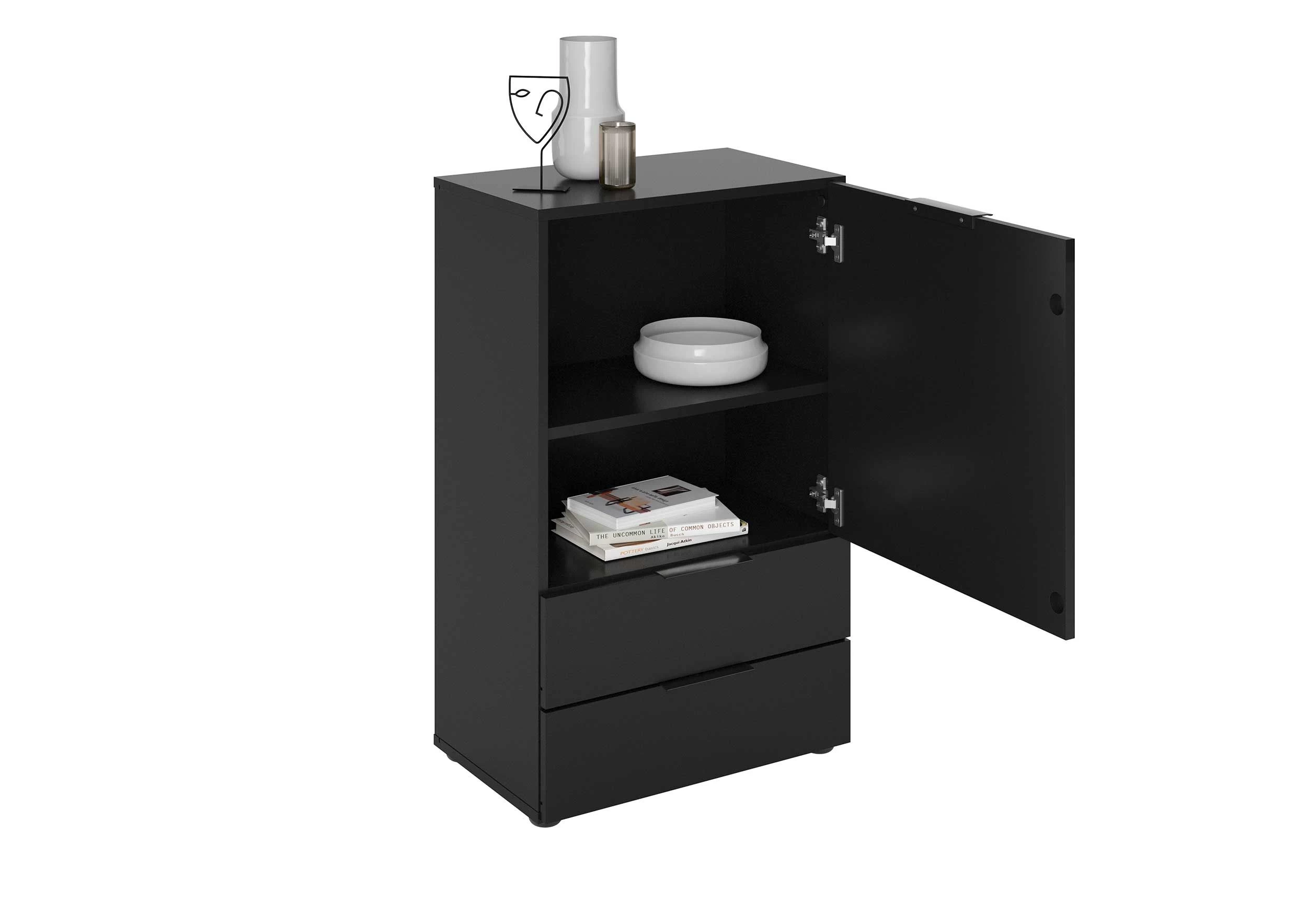 FMD Commode Damien 50cm Met Deur & 2 Lades - Zwart - Afbeelding 9