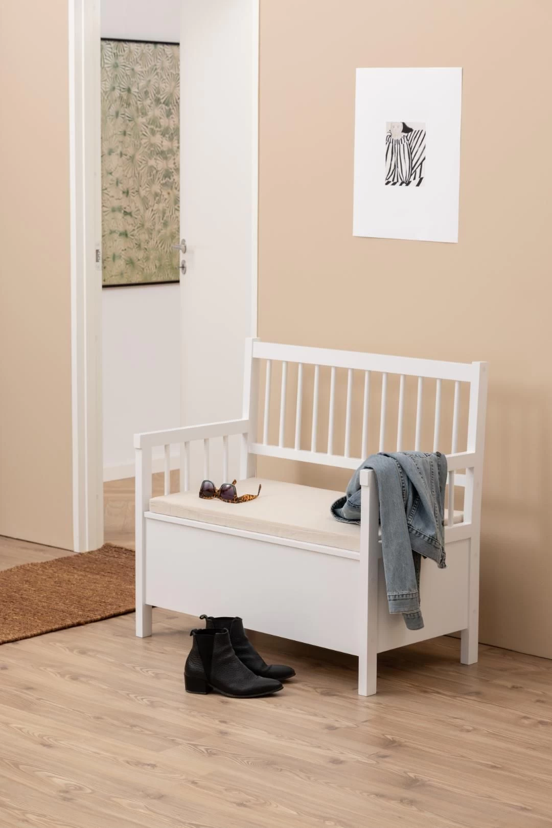 Bank Aster Met Opbergruimte - Beige/wit - Afbeelding 4