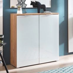 Schoenenkast Tille 89cm Met 2 Deuren - Wit/eik