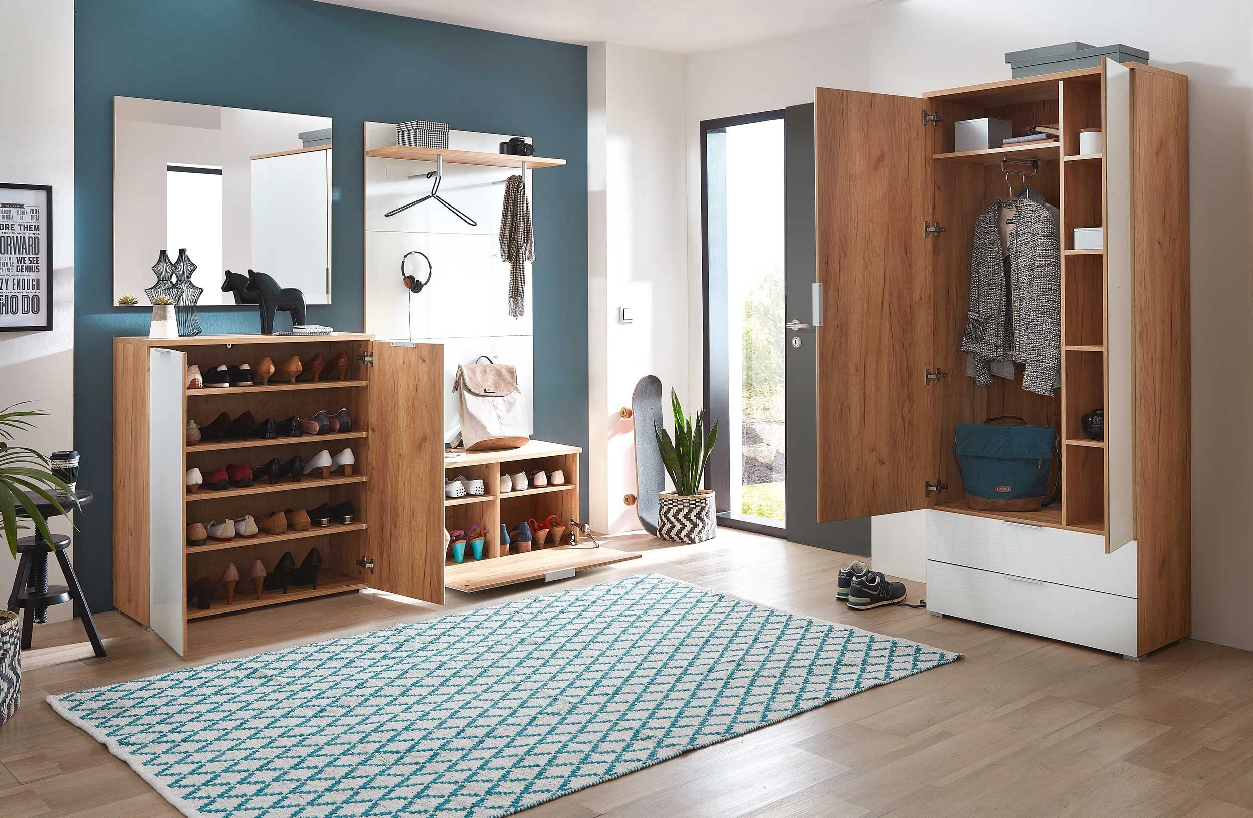 Kapstokpaneel Tille H144 X B89cm - Wit/eik - Afbeelding 3