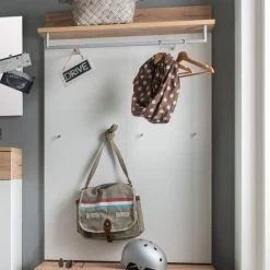 Kapstokpaneel Stoffel H146 X B96cm - Wit/eik