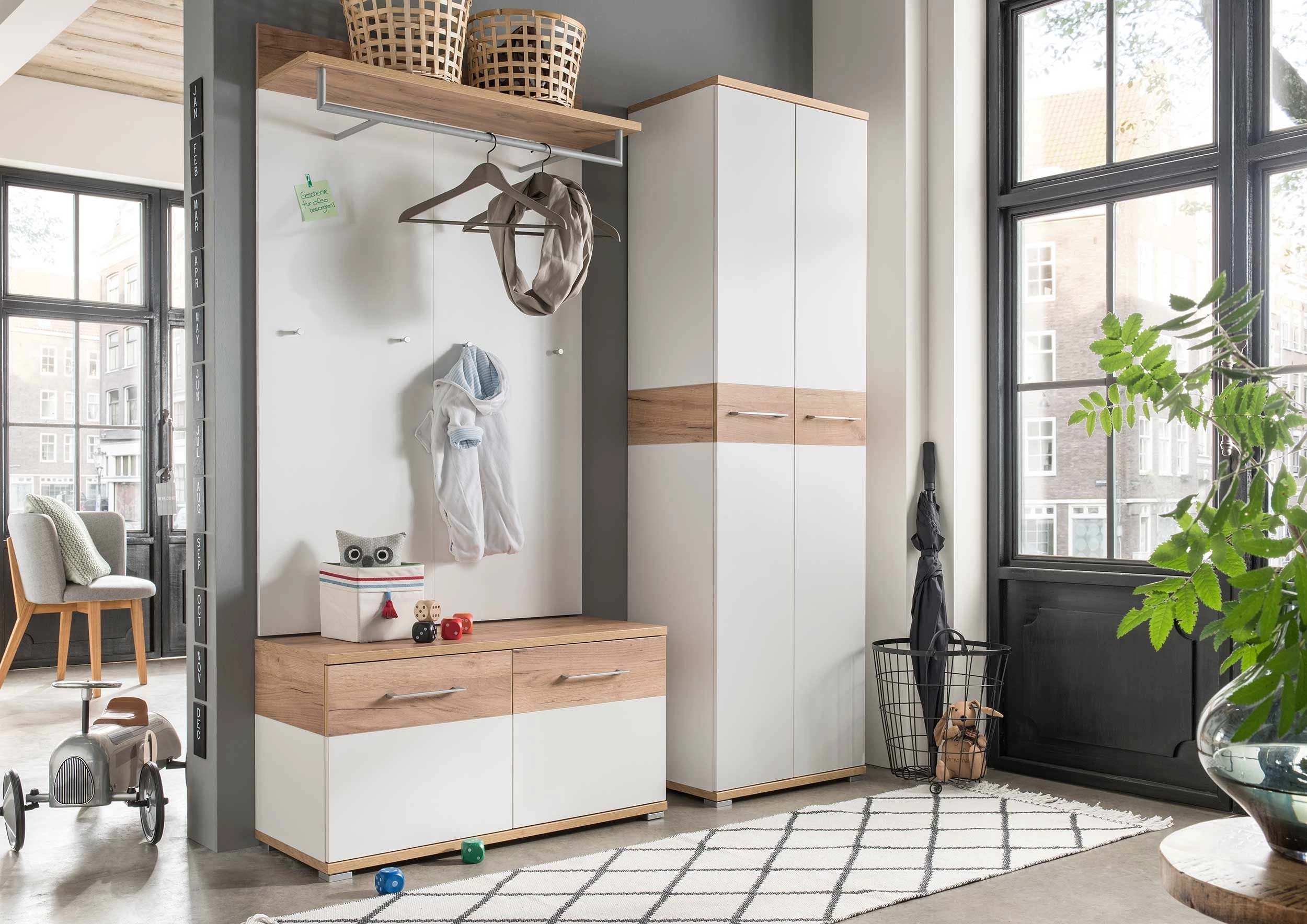 Garderobekast Stoffel 59cm - Wit/eik - Afbeelding 5