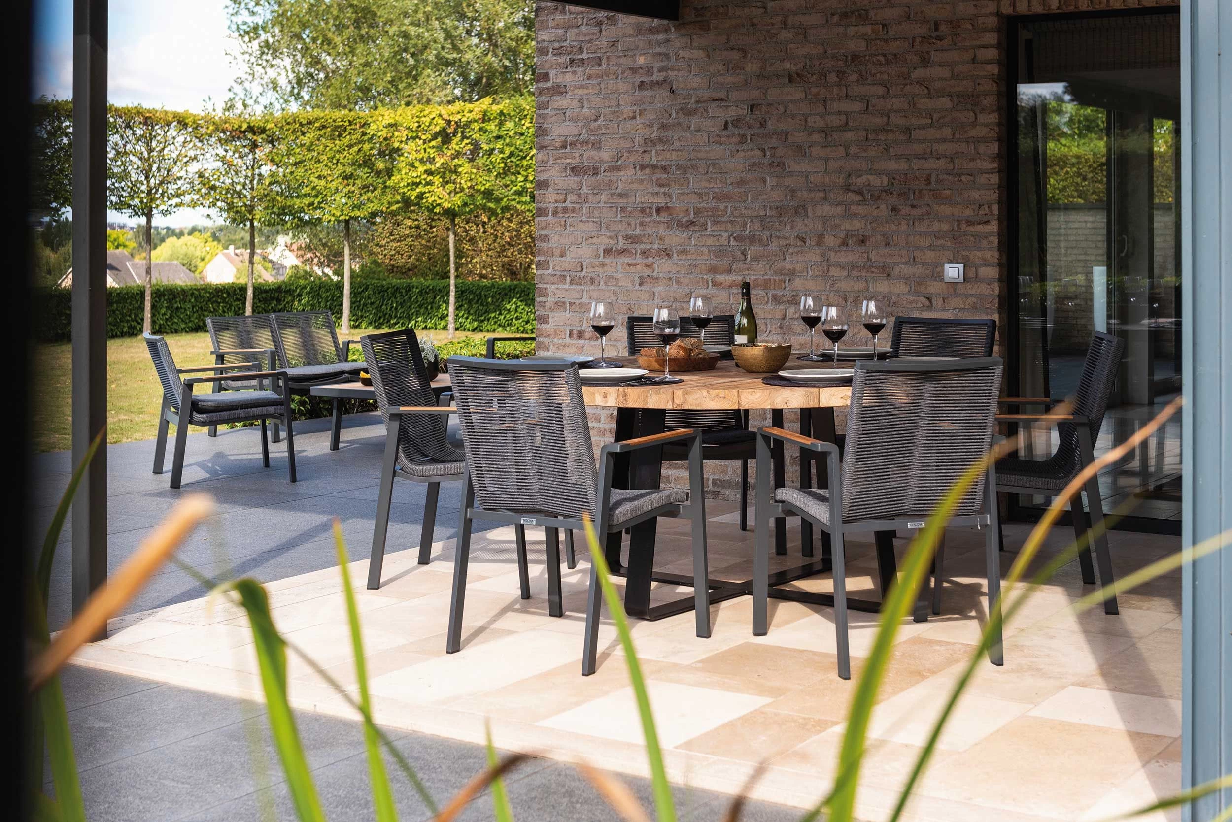 Tuintafel Margarite Ø160 - Zwart/teak - Afbeelding 2