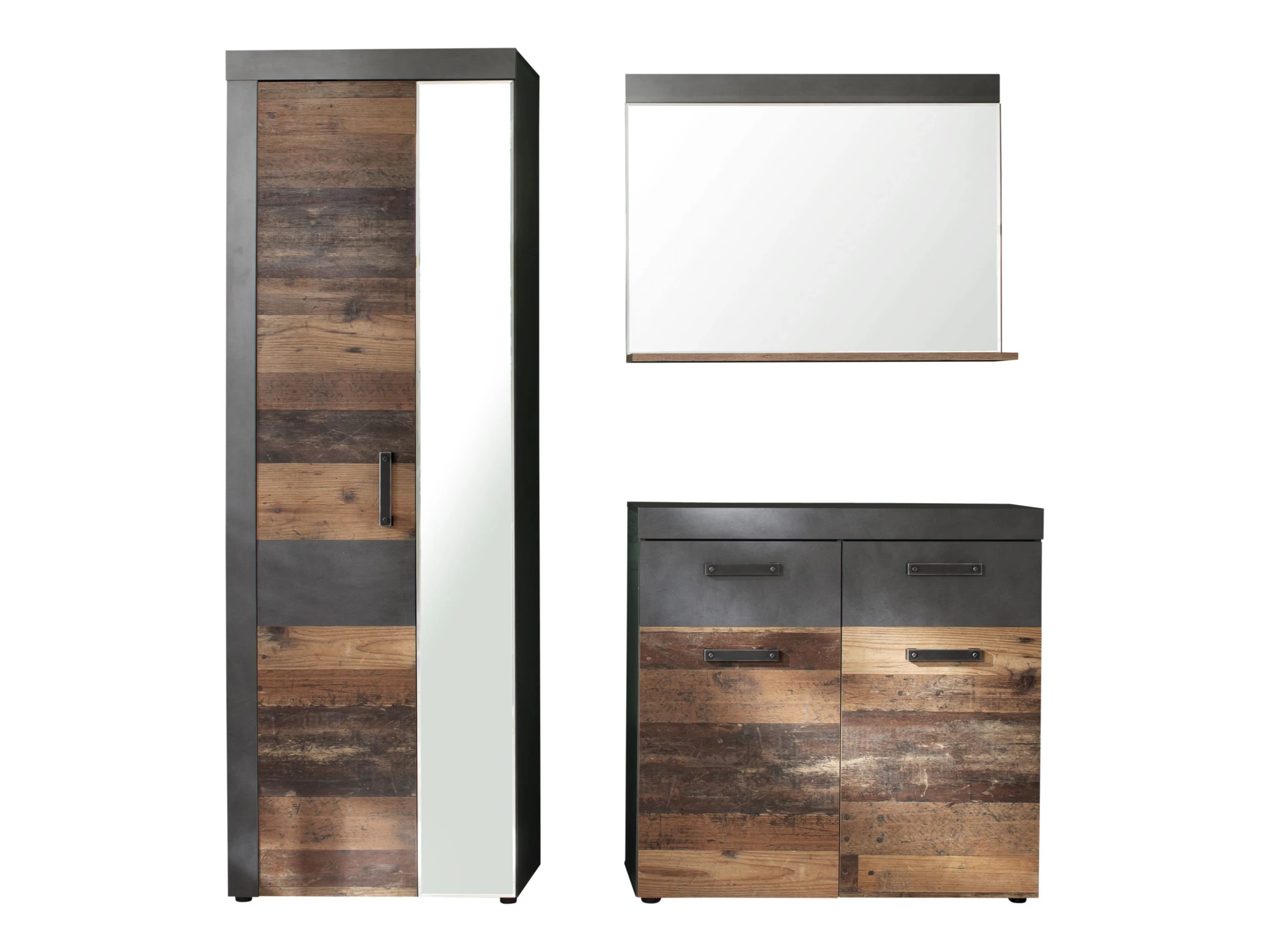 Garderobecombinatie Indy | Spiegel, Kleding- En Opbergkast | Old Wood-decor - Afbeelding 2