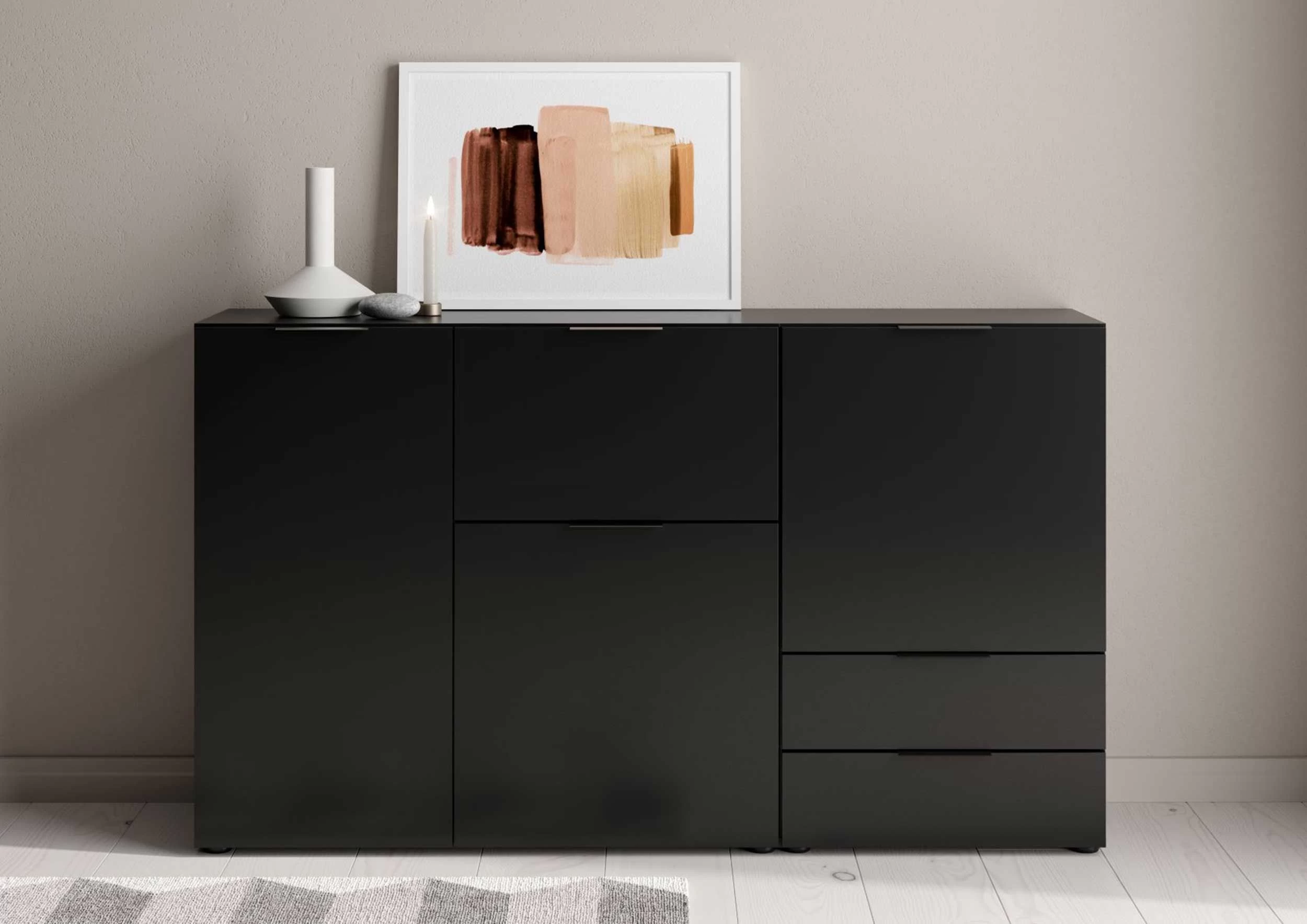 FMD Commode Damien 50cm Met Deur & 2 Lades - Zwart - Afbeelding 7