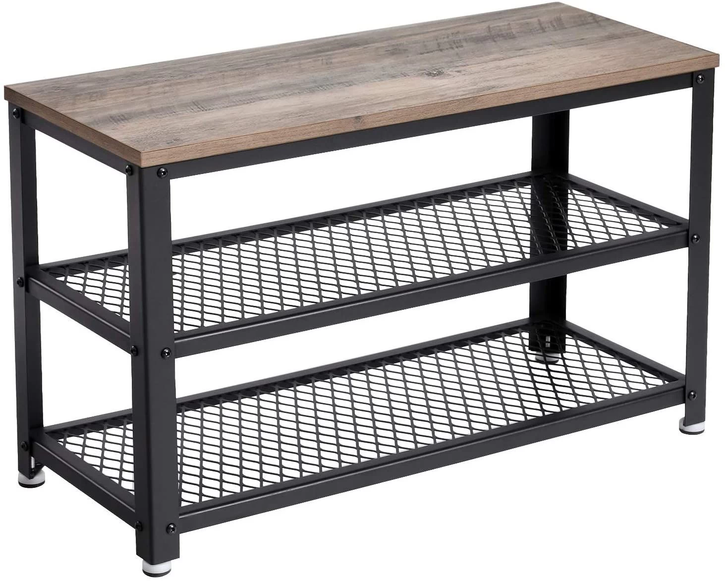 Schoenenbank Bill 2 Legplanken - Greige/zwart - Afbeelding 4