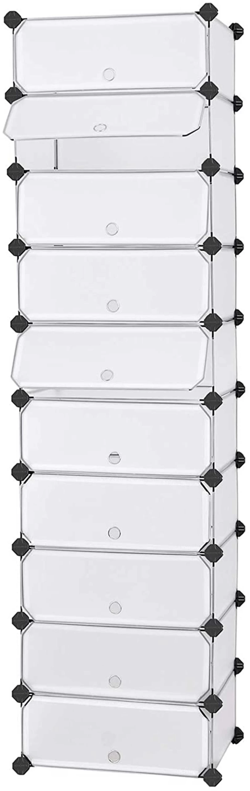 Songmics 10 Gleuf Modulaire DIY Plastic Shoe Rack, In Elkaar Grijpende Witte Opslag Plank Eenheid - Afbeelding 7