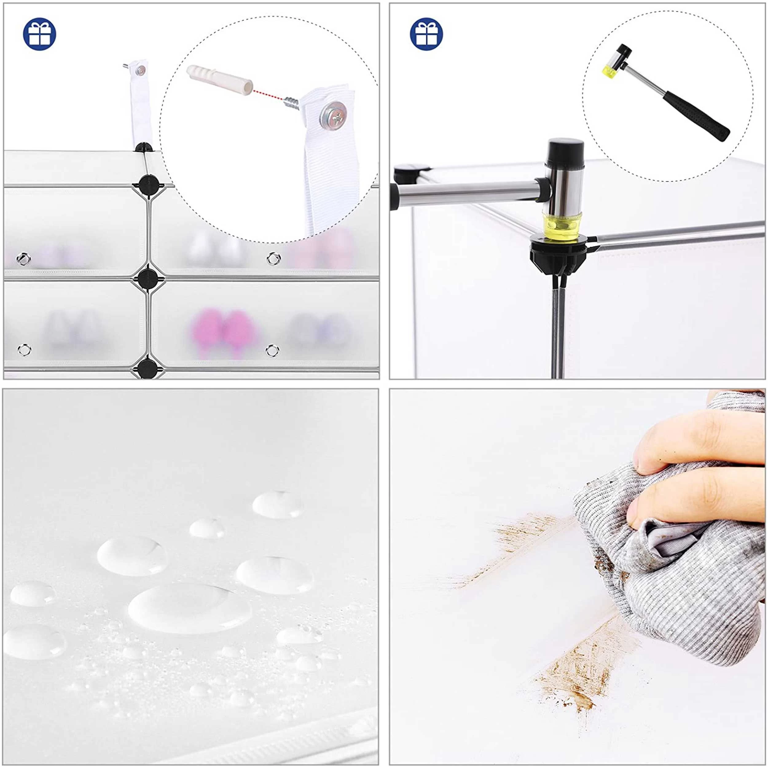 Songmics 10 Gleuf Modulaire DIY Plastic Shoe Rack, In Elkaar Grijpende Witte Opslag Plank Eenheid - Afbeelding 4