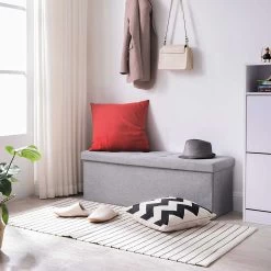 Songmics Kunstlinnen Bank Chest, 300kg Cap, 110x38x38cm