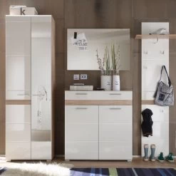 Garderobeset Set-One | Paneel, Spiegel, Opberg- En Kledingkast | Licht-eiken Kleur