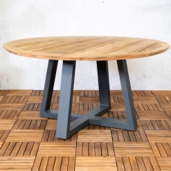Tuintafel Dalisha Ø150 Cm - Zwart/teakhout