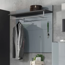 Wandkapstok Elio Met 5 Haken En Kledingroede - Zilvergrijs