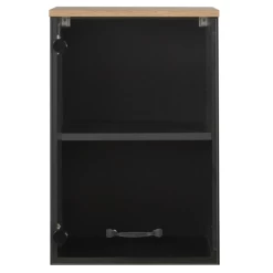 Bovenkast Manno 40cm Met Glazen Deur - Zwart/eik