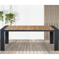 Tuintafel Killian 180x90 Cm - Zwart/teakhout