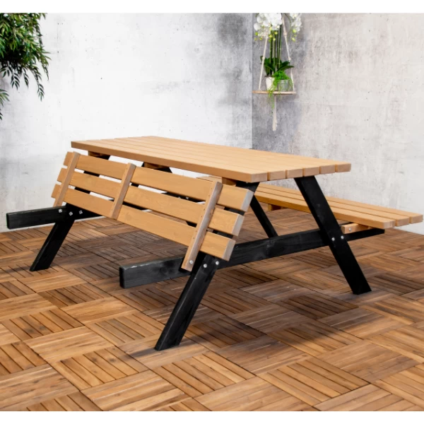 Picknicktafel Jacky Met Inklapbare Zittingen 180 Cm - Grenen/zwart - Afbeelding 4