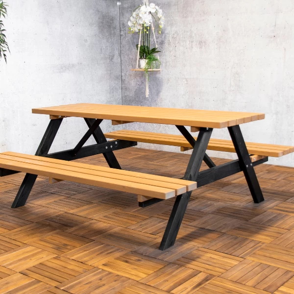 Picknicktafel Jacky Met Inklapbare Zittingen 180 Cm - Grenen/zwart - Afbeelding 5