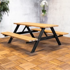 Picknicktafel Jacky Met Inklapbare Zittingen 180 Cm - Grenen/zwart