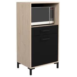 Microgolfkast Felicity 60cm, 1 Deur & 1 Lade - Naturel/zwart