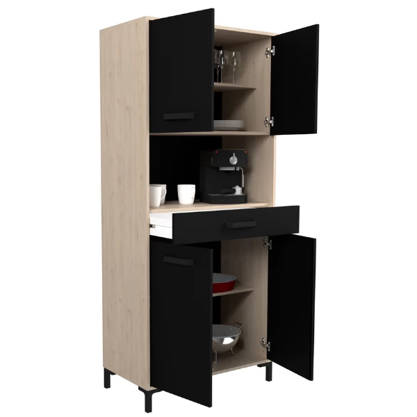 Buffetkast Felicity 80cm, 4 Deuren & 1 Lade - Naturel/zwart - Afbeelding 6