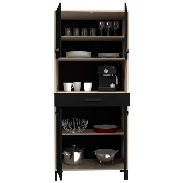 Buffetkast Felicity 80cm, 4 Deuren & 1 Lade - Naturel/zwart - Afbeelding 5