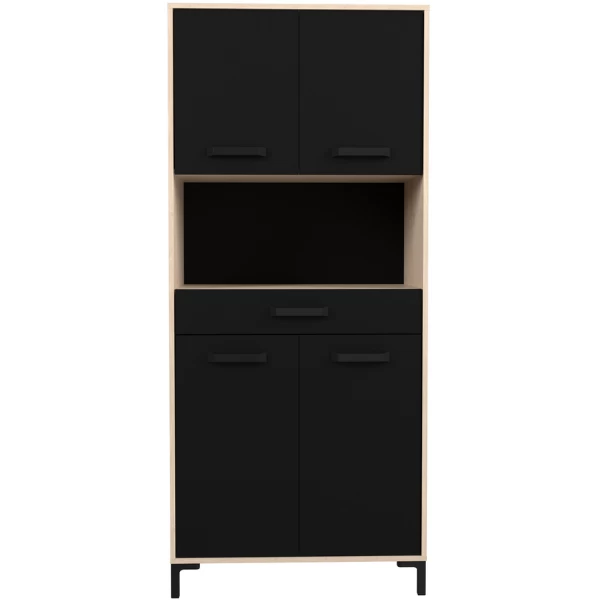 Buffetkast Felicity 80cm, 4 Deuren & 1 Lade - Naturel/zwart - Afbeelding 4