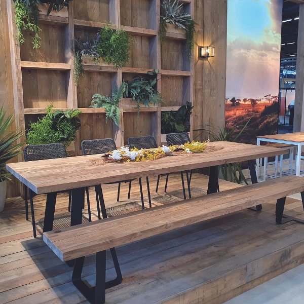 Tuinbank Margarite 300cm Teakhout En Ijzer - Naturel/zwart - Afbeelding 2