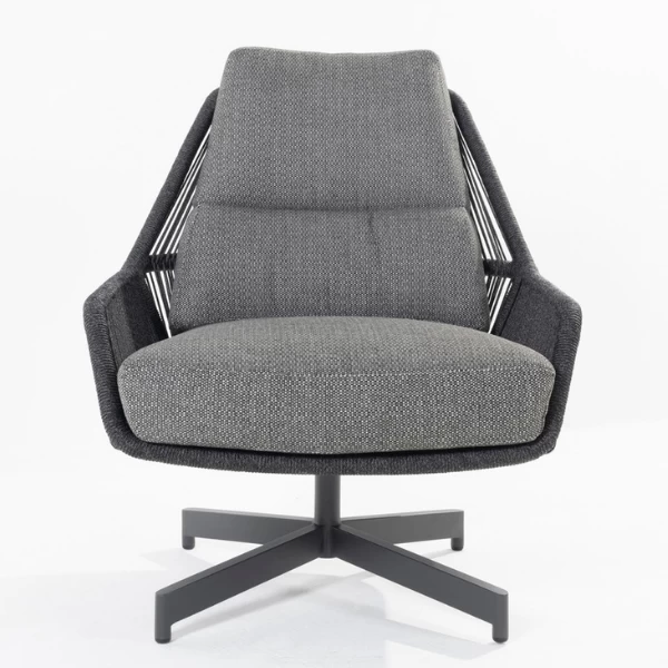 Loungestoel Met Voetbankje Priam Aluminium En Olefin - Antraciet - Afbeelding 4