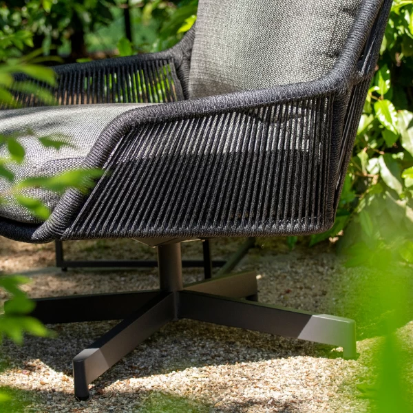 Loungestoel Met Voetbankje Priam Aluminium En Olefin - Antraciet - Afbeelding 2