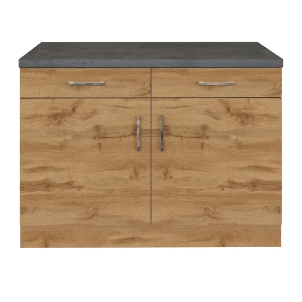 Keukenkast Sorrella 100cm 2 Deuren & 2 Lades - Eik/beton