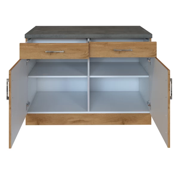 Keukenkast Sorrella 100cm 2 Deuren & 2 Lades - Eik/beton - Afbeelding 7