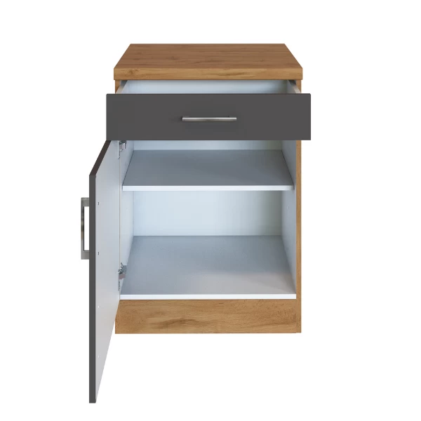 Keukenkast Sorrella 50cm 1 Deur & 1 Lade - Antraciet/eik - Afbeelding 10