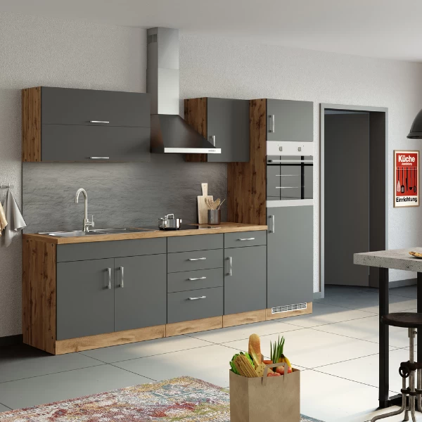 Keukenkast Sorrella 50cm 1 Deur & 1 Lade - Antraciet/eik - Afbeelding 4