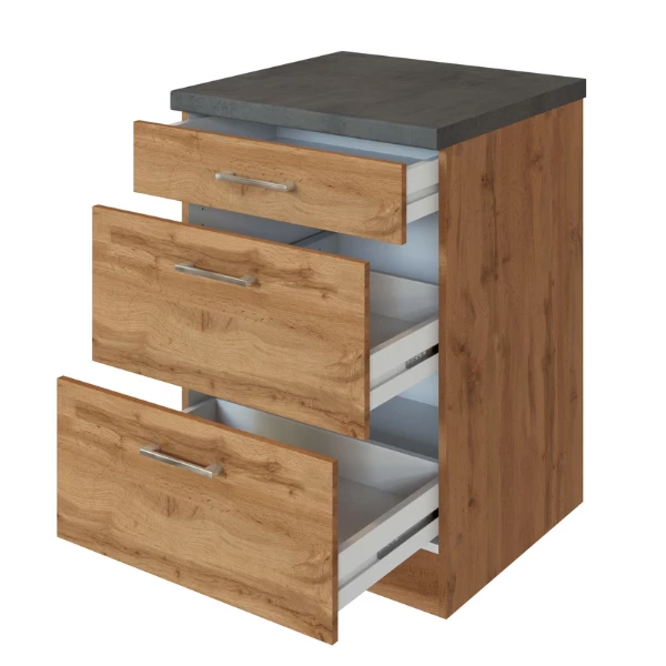 Keukenkast Sorrella 50cm 3 Lades - Eik/beton - Afbeelding 6