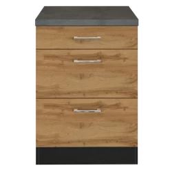 Keukenkast Sorrella 50cm 3 Lades - Eik/grafiet