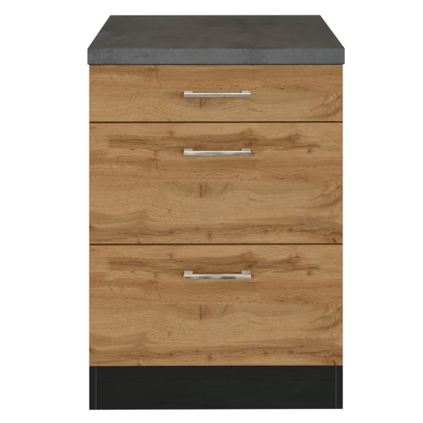 Keukenkast Sorrella 50cm 3 Lades - Eik/grafiet