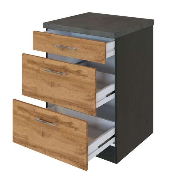 Keukenkast Sorrella 50cm 3 Lades - Eik/grafiet - Afbeelding 7