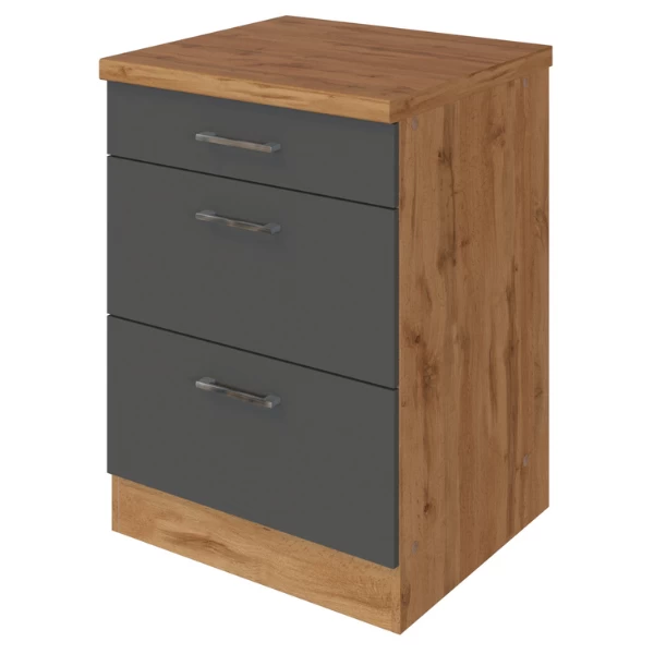 Keukenkast Sorrella 50cm 3 Lades - Antraciet/eik - Afbeelding 8