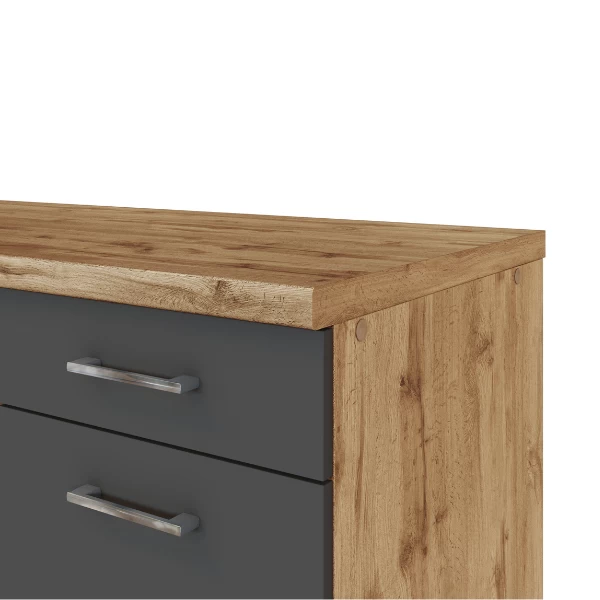 Keukenkast Sorrella 50cm 3 Lades - Antraciet/eik - Afbeelding 3