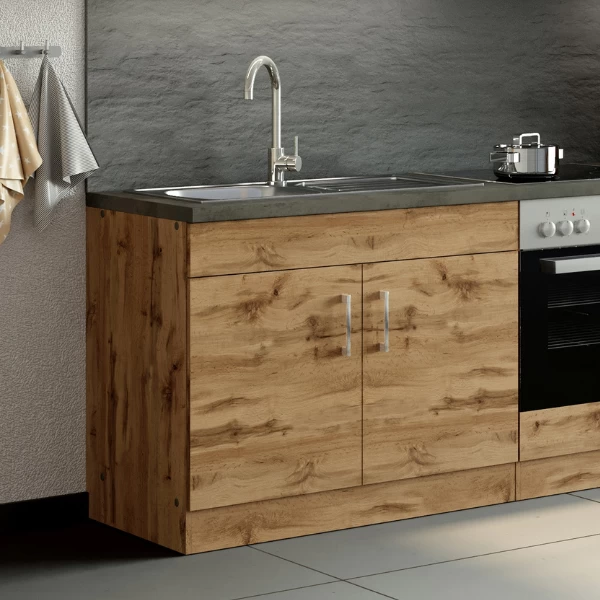 Gootsteenkast Sorrella 100cm 2 Deuren - Eik/beton