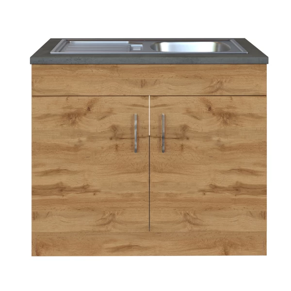 Gootsteenkast Sorrella 100cm 2 Deuren - Eik/beton - Afbeelding 10